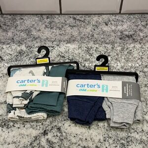 Carters Preemie Pants 4 Pack Kids Blue Green Gray NEW Dinosaur Print Cotton